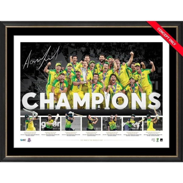 Australia ICC T20 World Cup Champions Signed Framed Lithograph