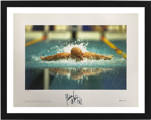 Michael Klim Signed & Framed 2001 Goodwill Games “SharpShots” Print