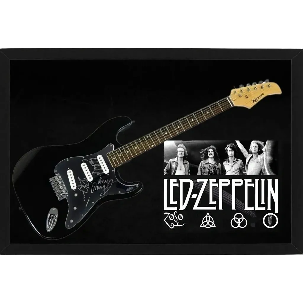 Led Zeppelin Hand Signed and Framed Full Sized Guitar With Custom ...